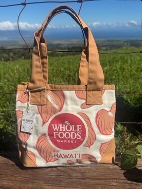 Whole Foods Tag Aloha Co. Pink Anthurium Print Mini Tote Bag Hawaii Exclusive